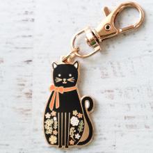 Breloque “ chat noir fleuri”